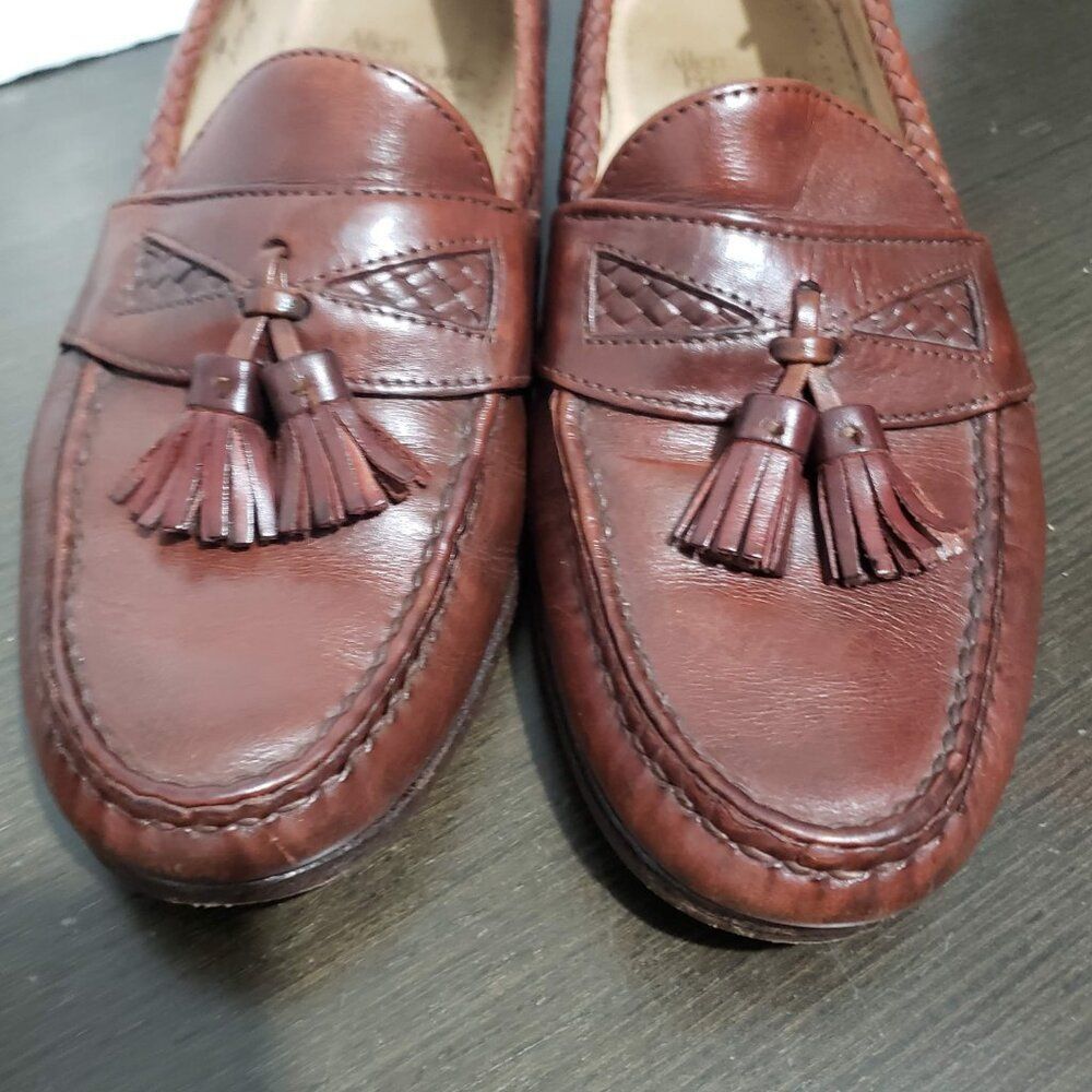 Allen Edmonds Maxfield 6203 Brown Leather Dress Loafers Tassel USA Made 10D - Picture 3 of 14